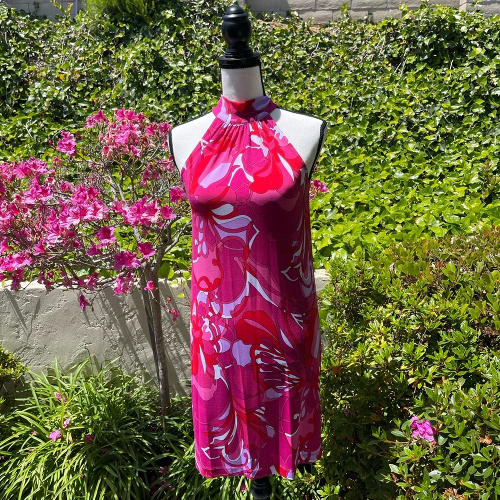 Trina Turk Halter Neck with Tie Closure Sleeveless Dress  Size XS EUC